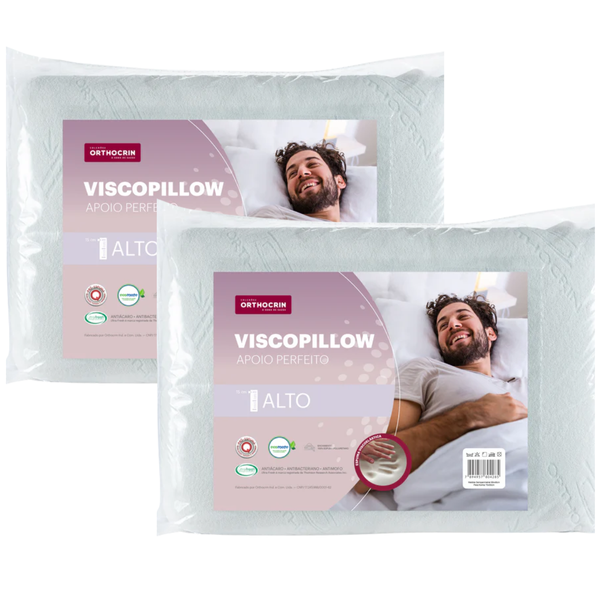 Travesseiro Adulto Alto Macio Viscopillow Confortável - 48X68X15 cm ...
