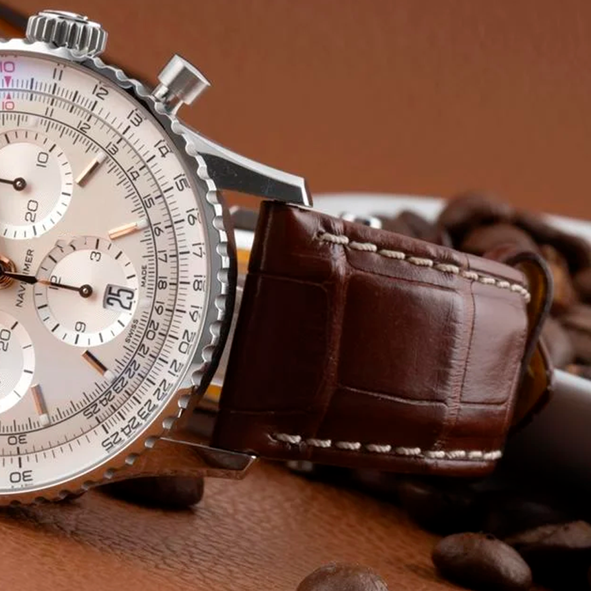 BREITLING レザーベルト 22-18mm ブラウン Pulseira para Relógio Compatível com Breitling Premier/ Classic