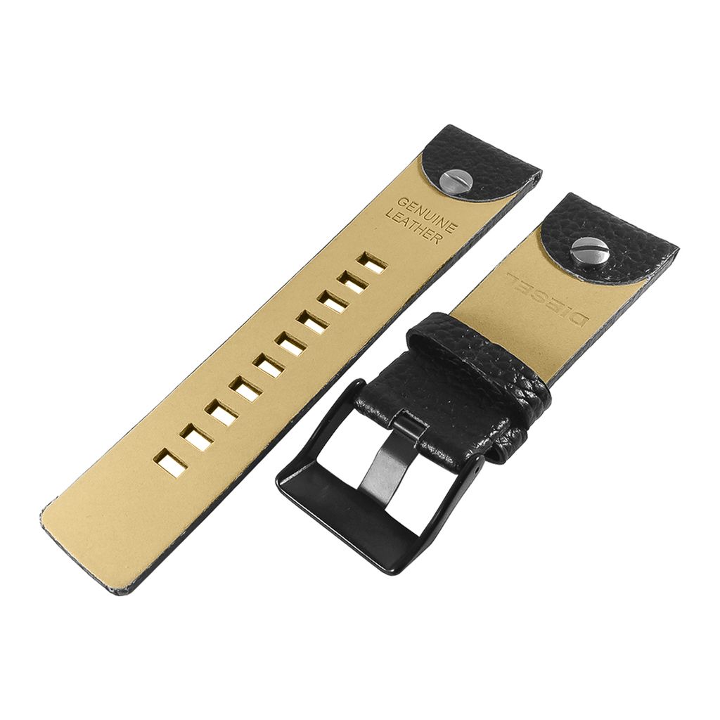 Pulseira para Relógio Compatível com Diesel 24mm Couro Parafuso Preto E ...