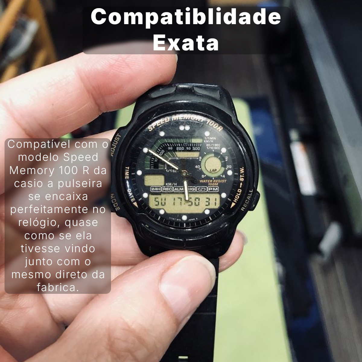 Pulseira Para Casio Speed Memory 100R AW-22 Resina Flexível