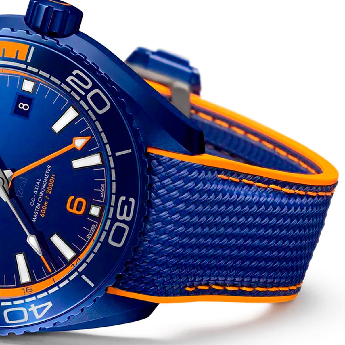 Pulseira para Omega Seamaster Planet Azul/Laranja Borracha Nylon