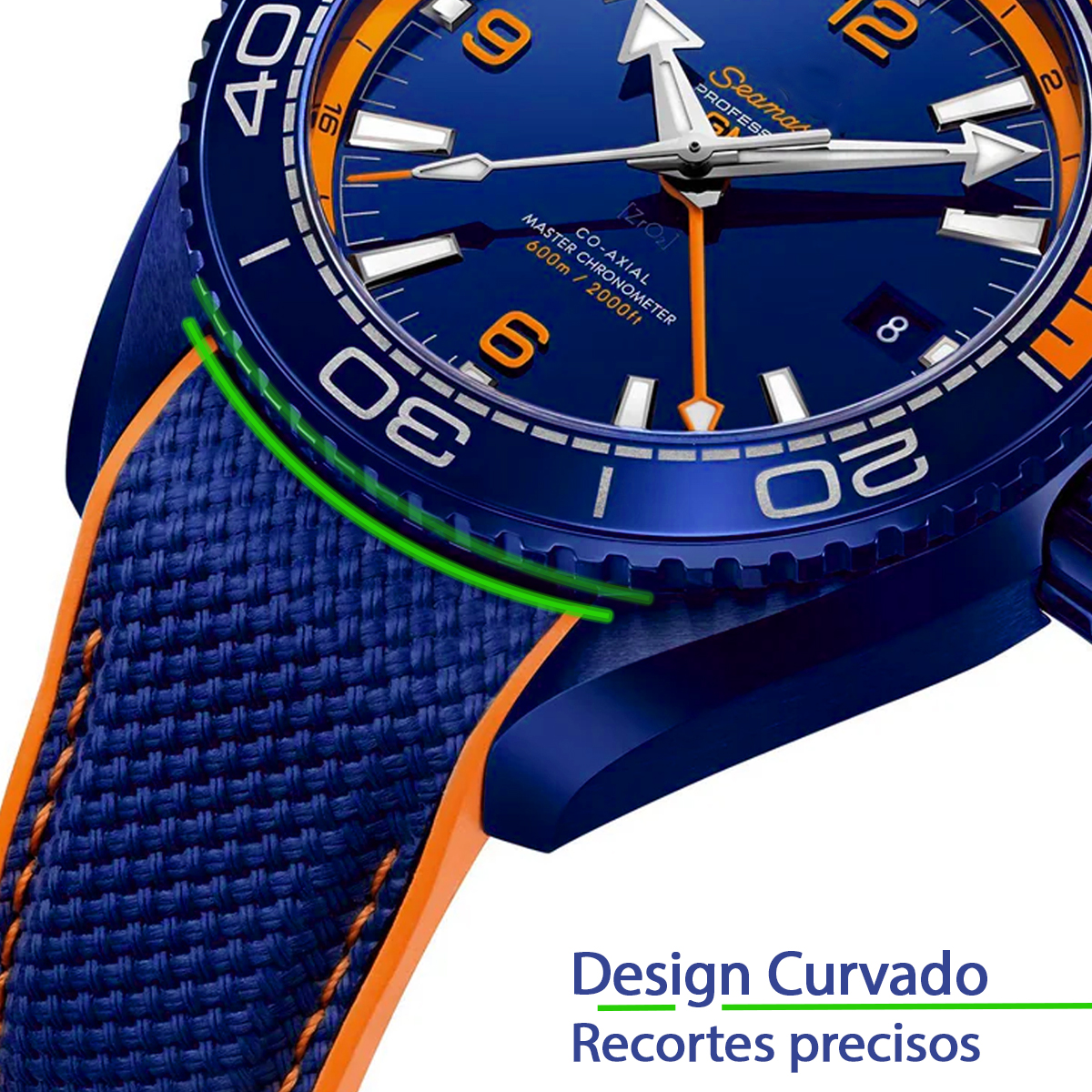 Pulseira para Omega Seamaster Planet Preto/Laranja Borracha Nylon