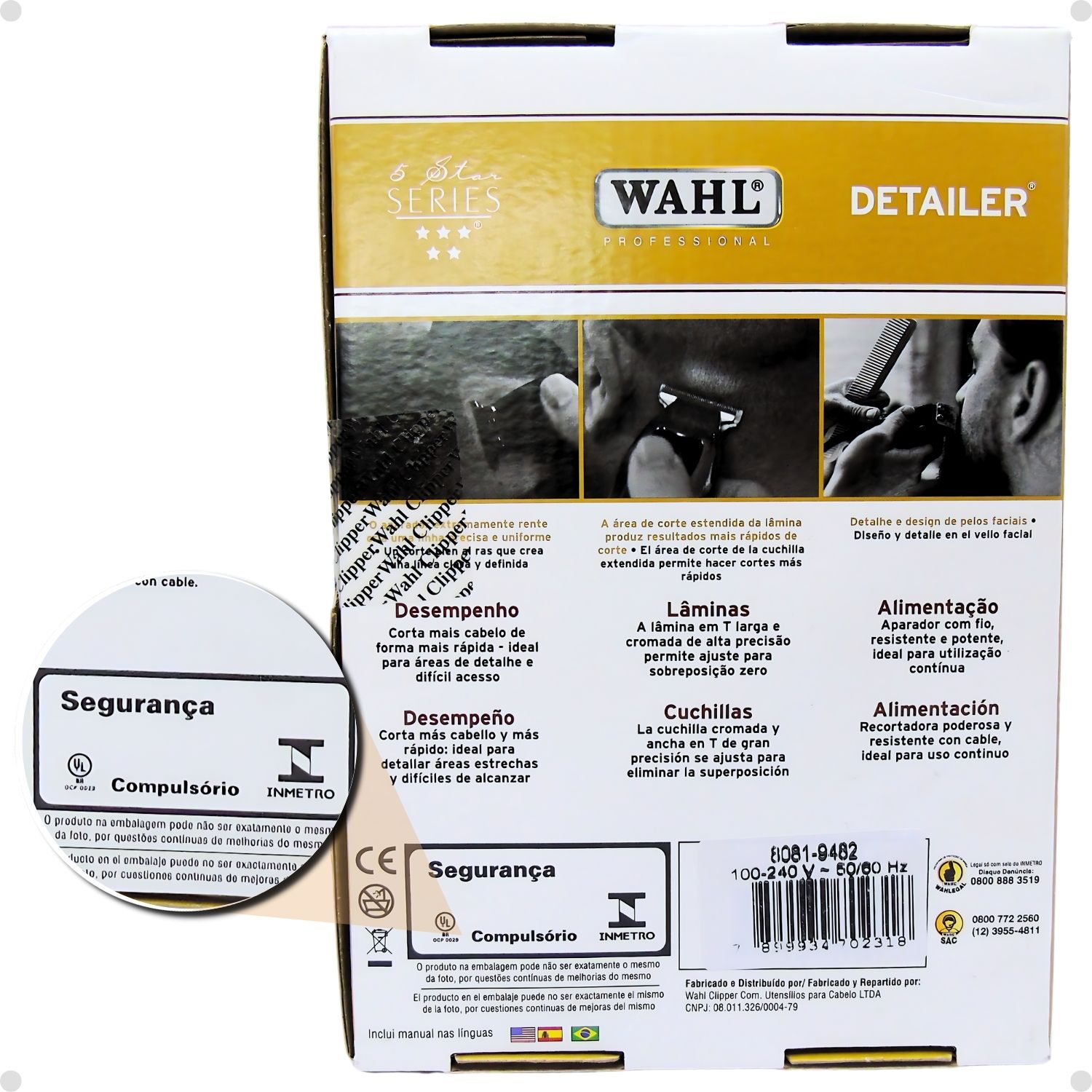 Máquina De Acabamento Wahl 5 Star Series Black & Gold Detailer