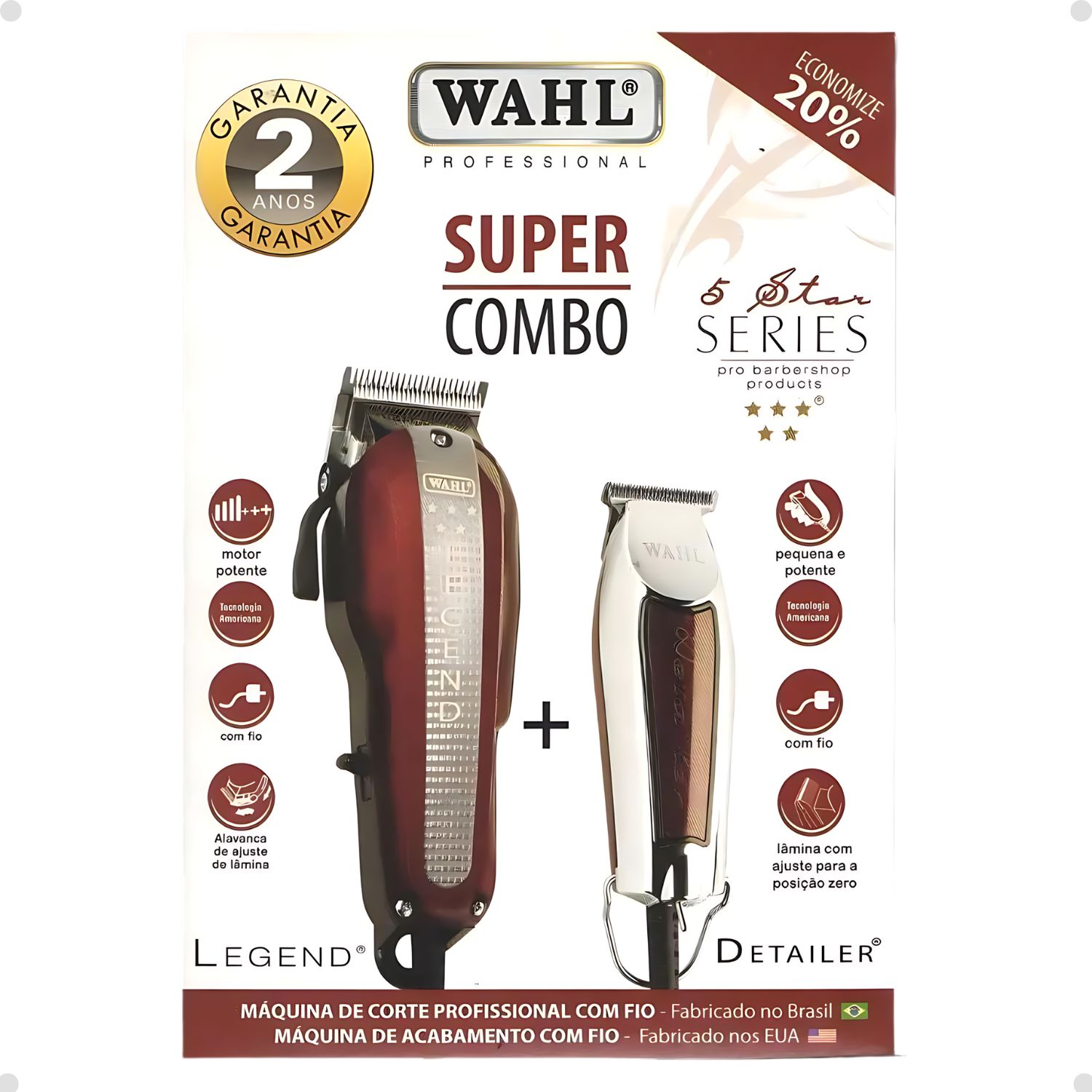 Super Combo Wahl 5 Star Series Legend 220v + Detailer Bivolt