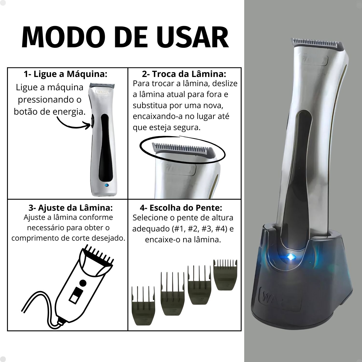 Máquina De Acabamento Wahl Prolithium Series Beret Bivolt - Teruya