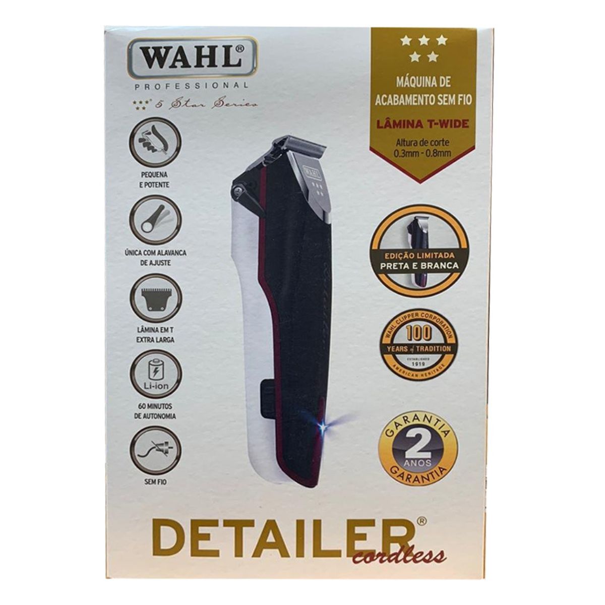 WAHL 5 STAR SERIES DETAILER CORDLESS MÁQUINA DE ACABAMENTO PRETA E