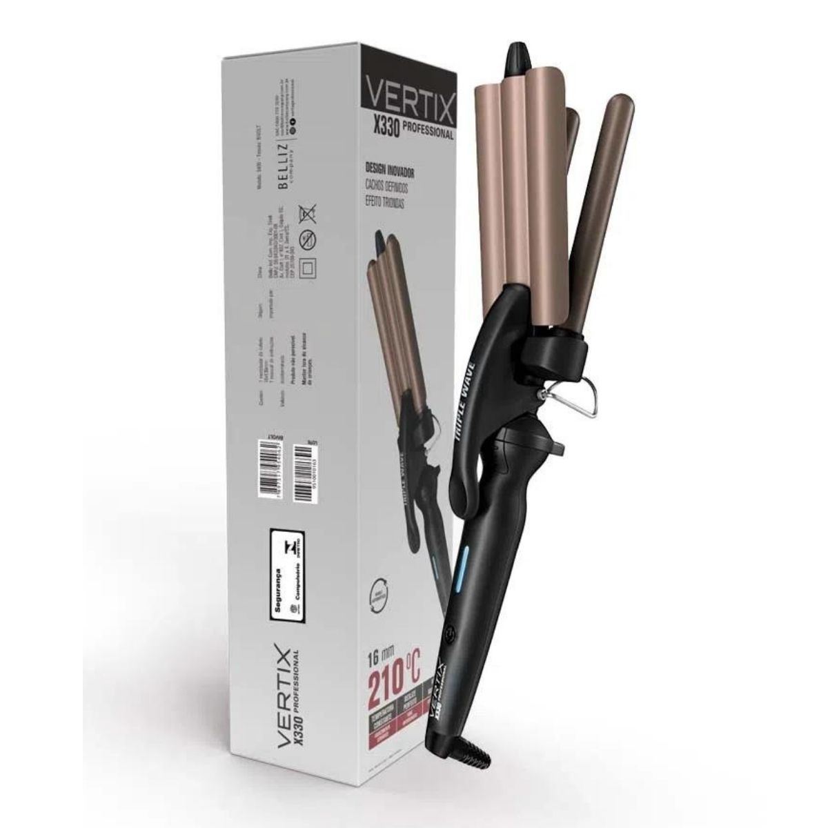 MODELADOR TRIONDAS BELLIZ VERTIX X330 TRIPLE WAVE 16MM 210°C