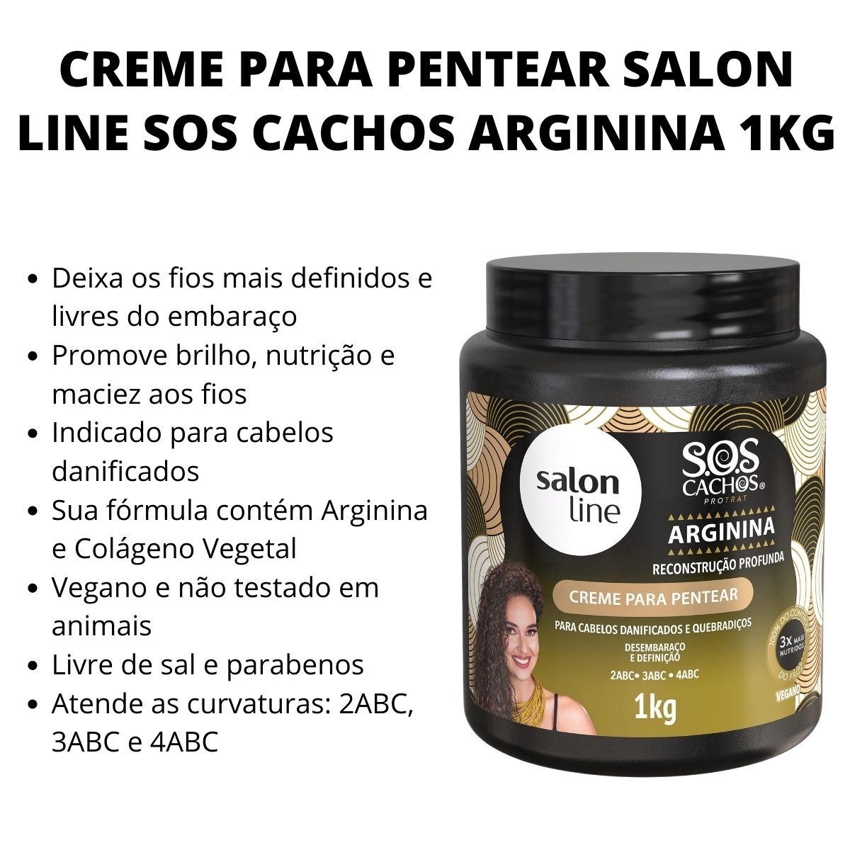 CREME PARA PENTEAR SALON LINE SOS CACHOS ARGININA 1KG - Teruya ...
