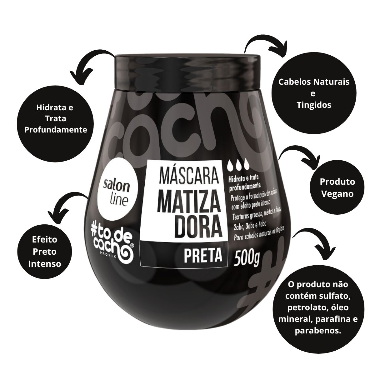 MÁSCARA DE HIDRATAÇÃO SALON LINE #TODECACHO MATIZADORA PRETA 500G