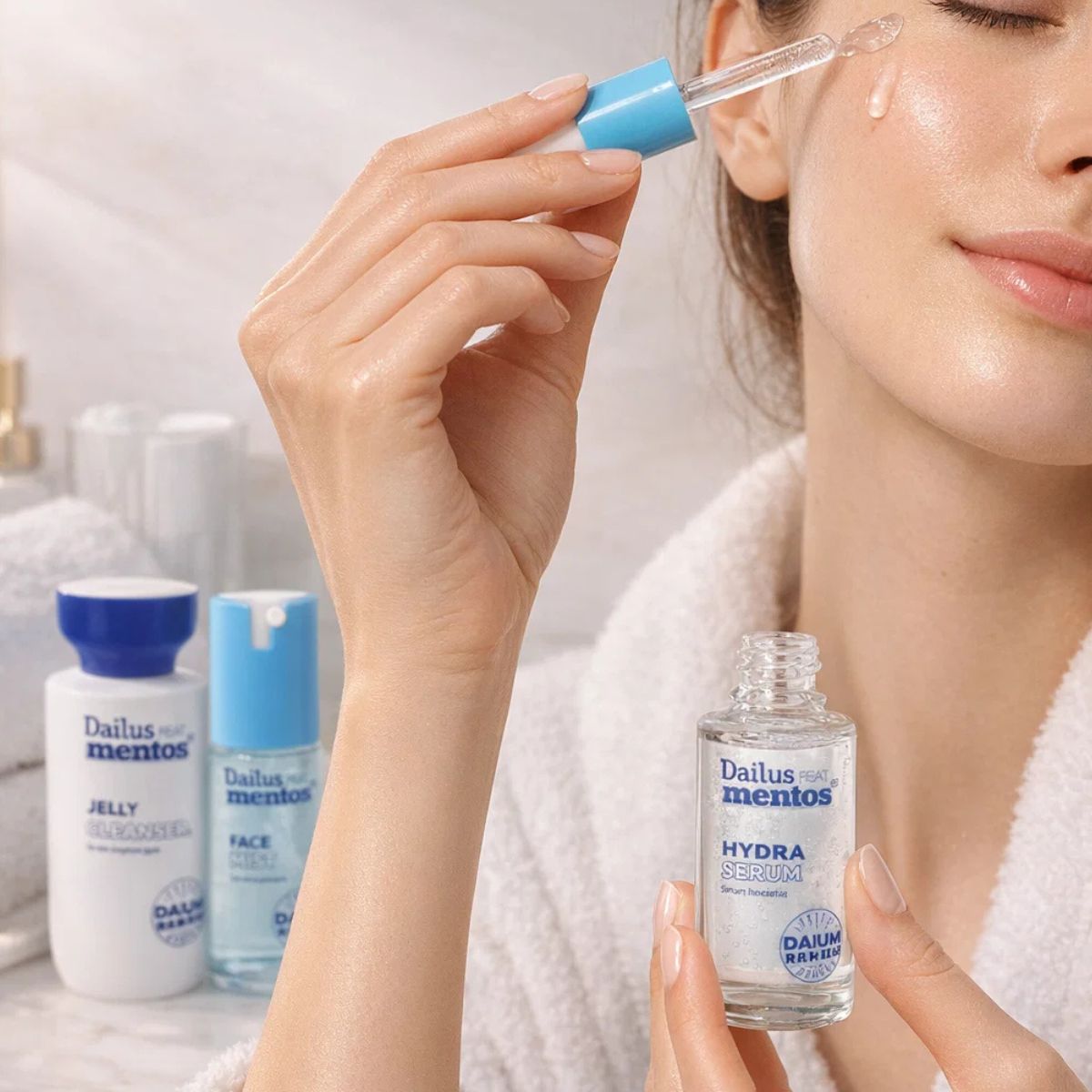 Kit Facial Dailus Mentos: Gel Limpeza, Bruma e Sérum Skincare