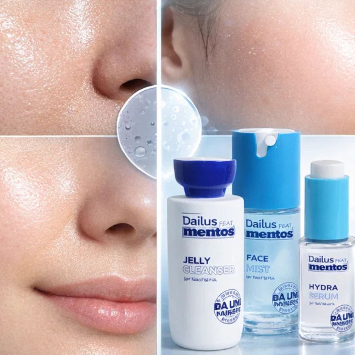Kit Facial Dailus Mentos: Gel Limpeza, Bruma e Sérum Skincare