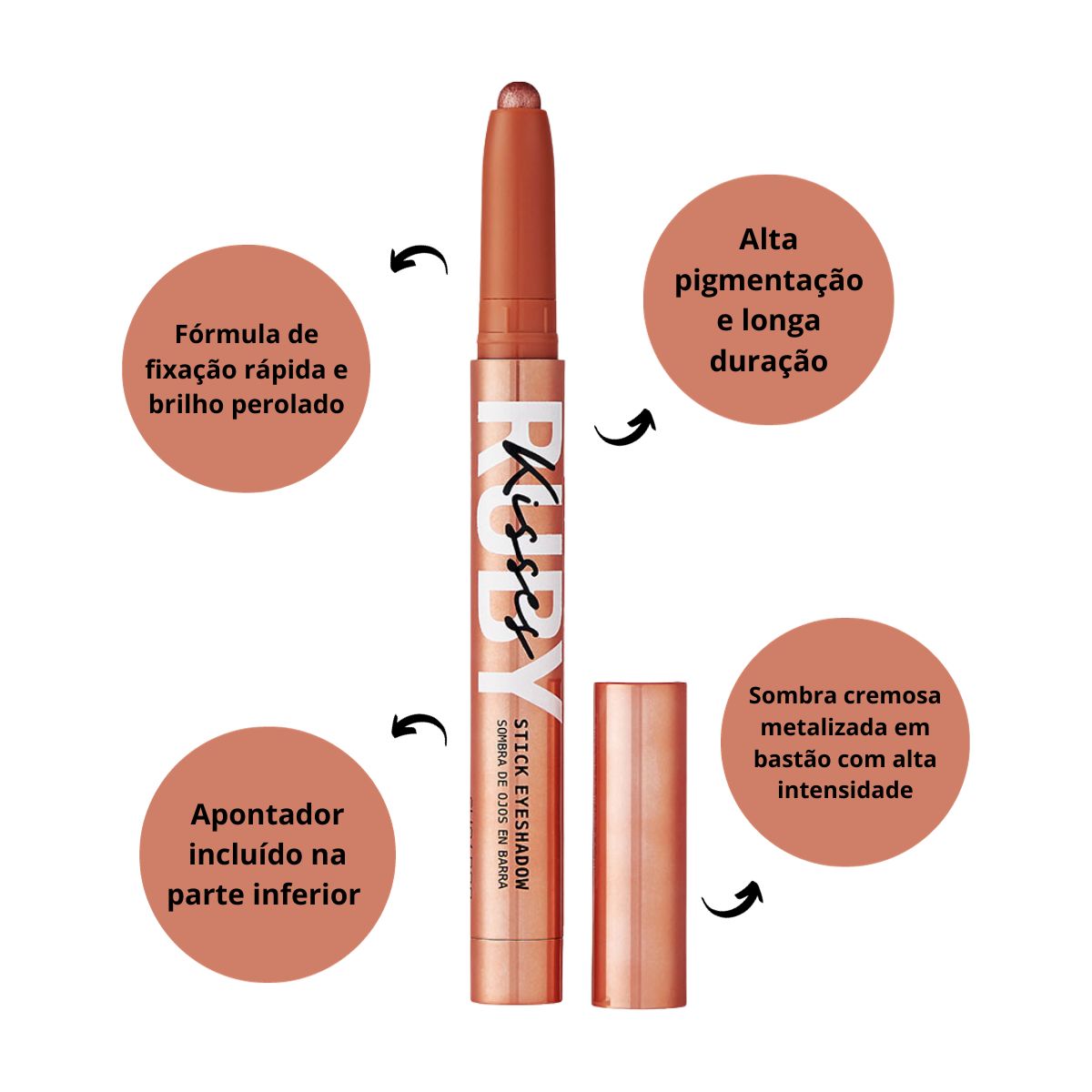 SOMBRA PARA OLHOS EM BARRA RUBY KISSES STICK EYESHADOW ROSE GLAM 1