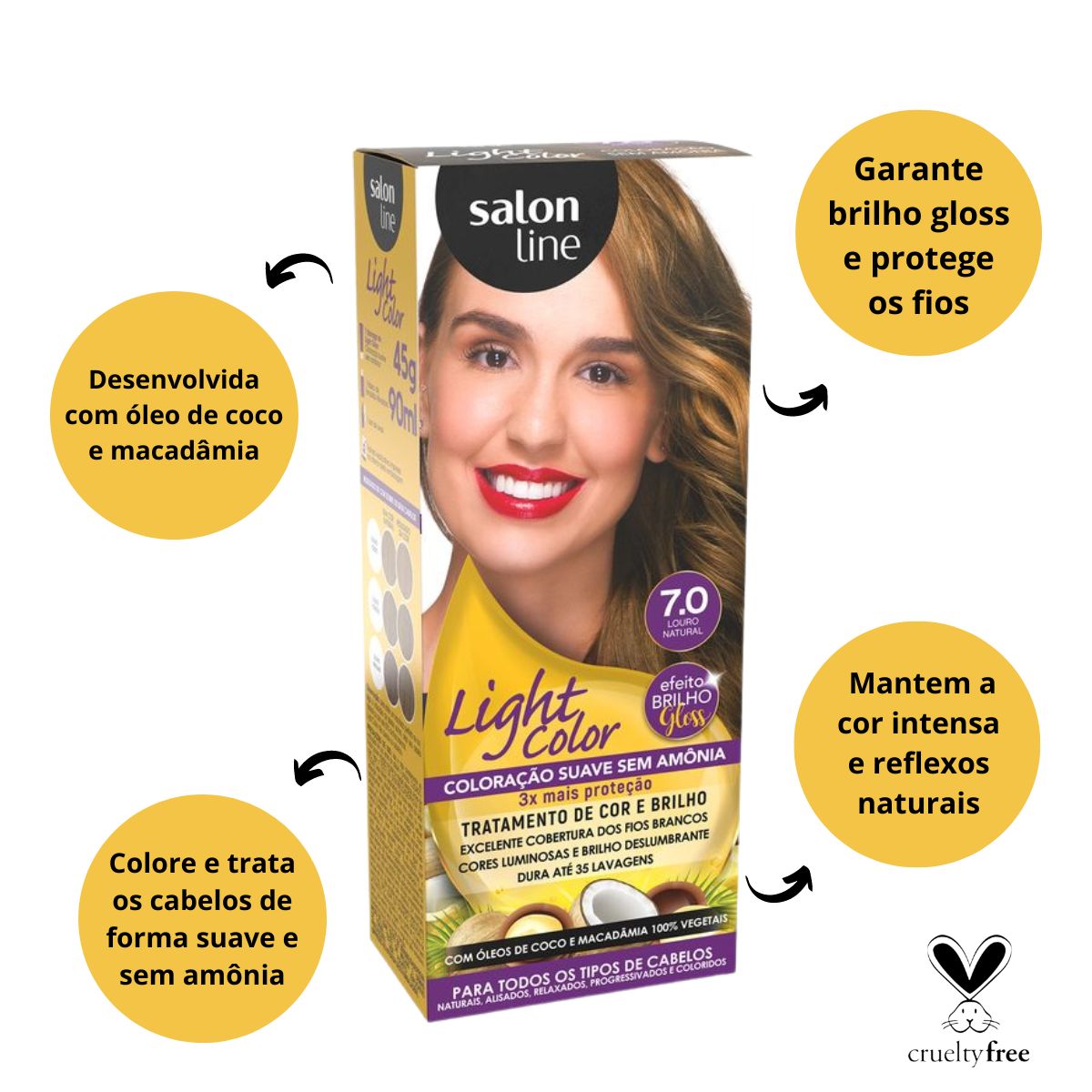 COLORAÇÃO SUAVE SALON LINE LIGHT COLOR 7.0 LOURO NATURAL - Teruya
