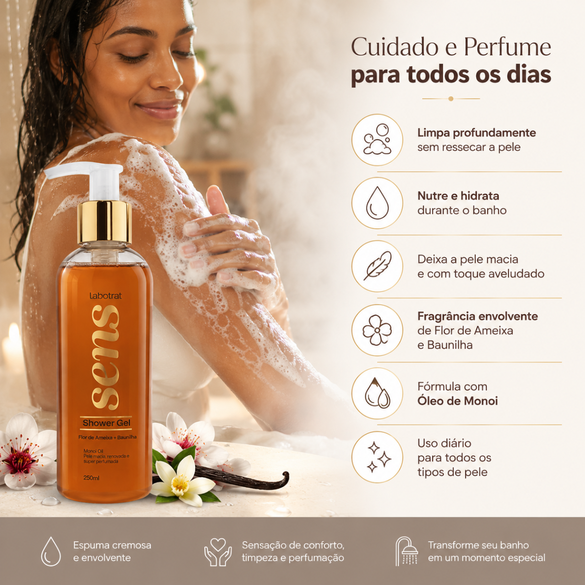 Shower Gel Labotrat Sens Flor de Ameixa + Baunilha 230ml - Teruya