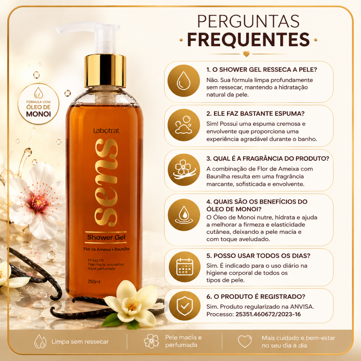 Shower Gel Labotrat Sens Flor de Ameixa + Baunilha 230ml - Teruya