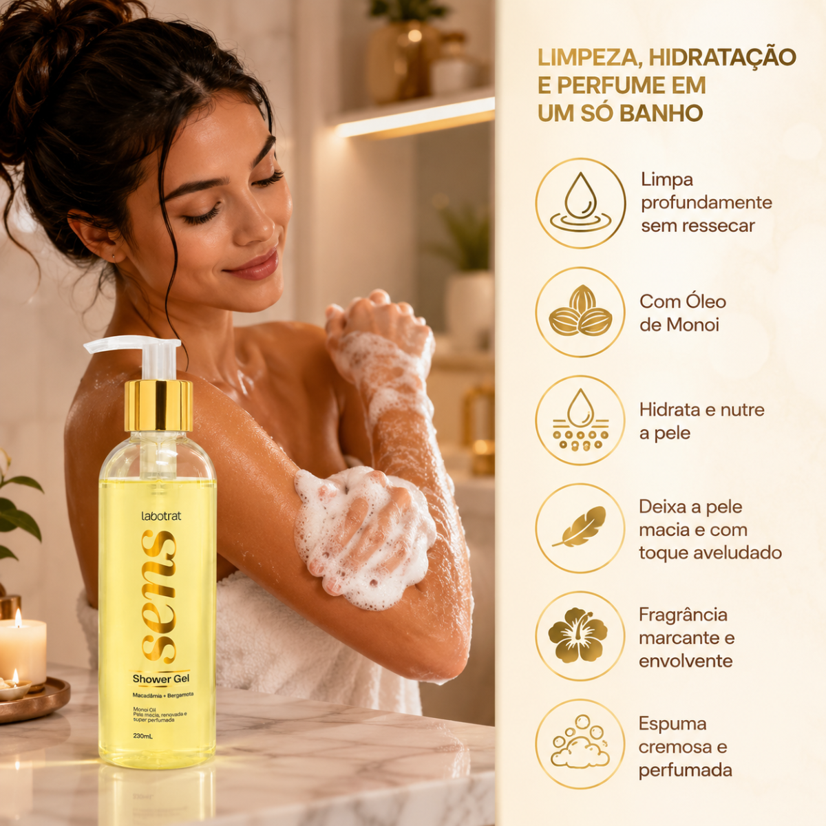SENS DU BEAU NO.600ST ダイエットサプリ Shower Gel Labotrat Sens Macadâmia + Bergamota 230ml - Teruya