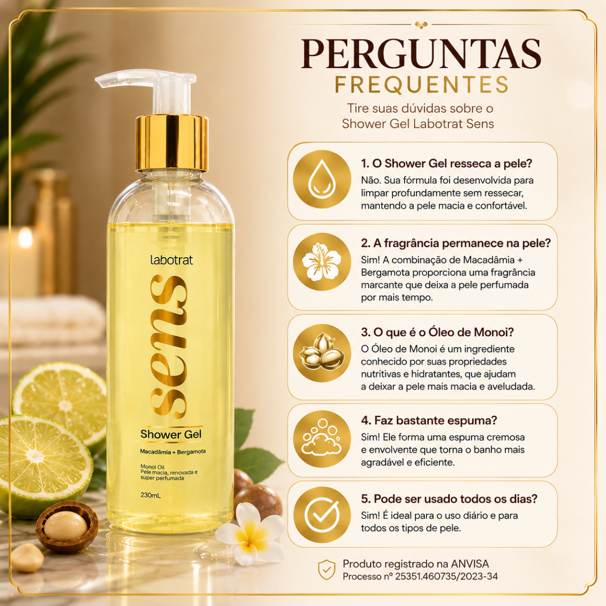 SENS DU BEAU NO.600ST ダイエットサプリ Shower Gel Labotrat Sens Macadâmia + Bergamota 230ml - Teruya