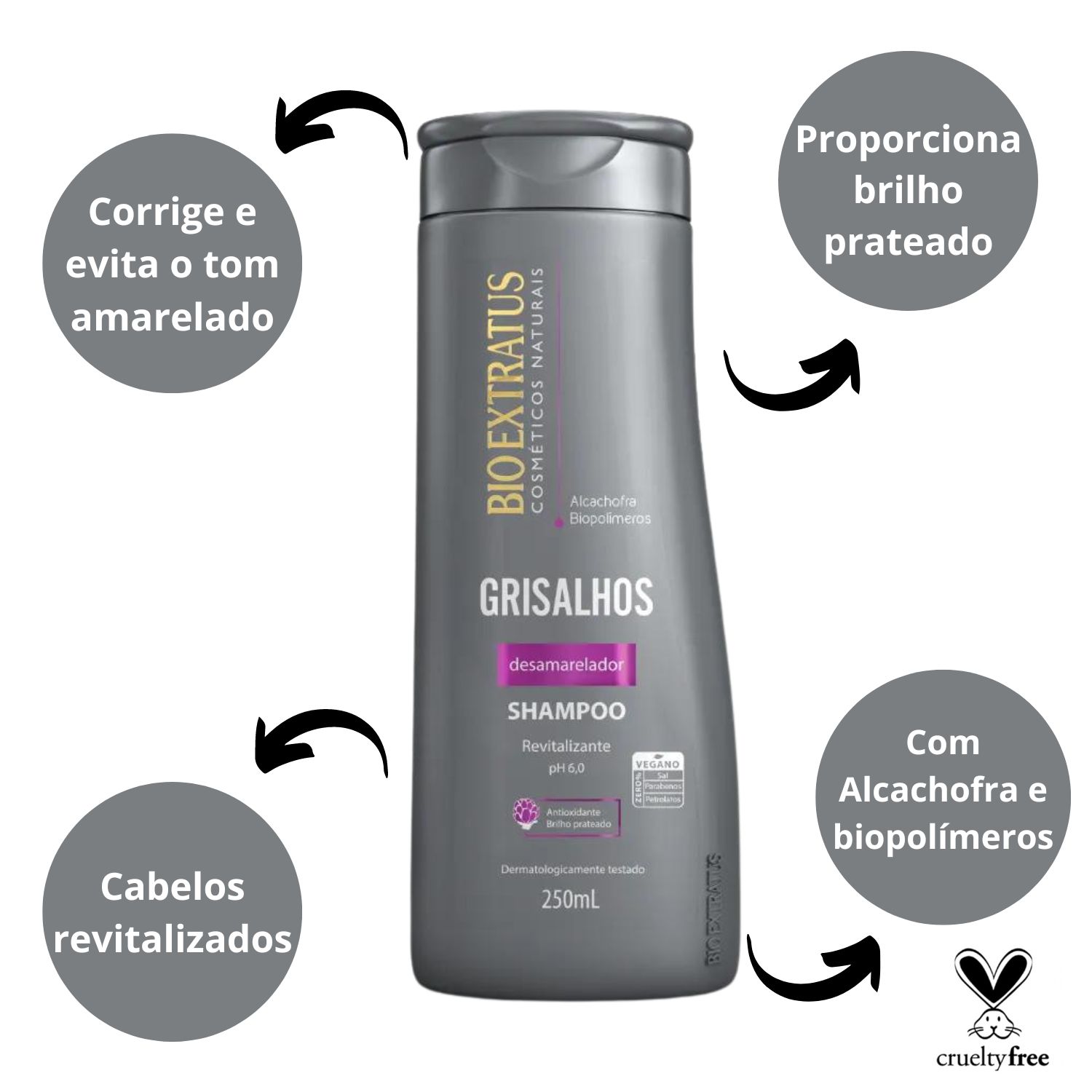 Shampoo Desamarelador Bio Extratus Grisalhos 250ml - Teruya