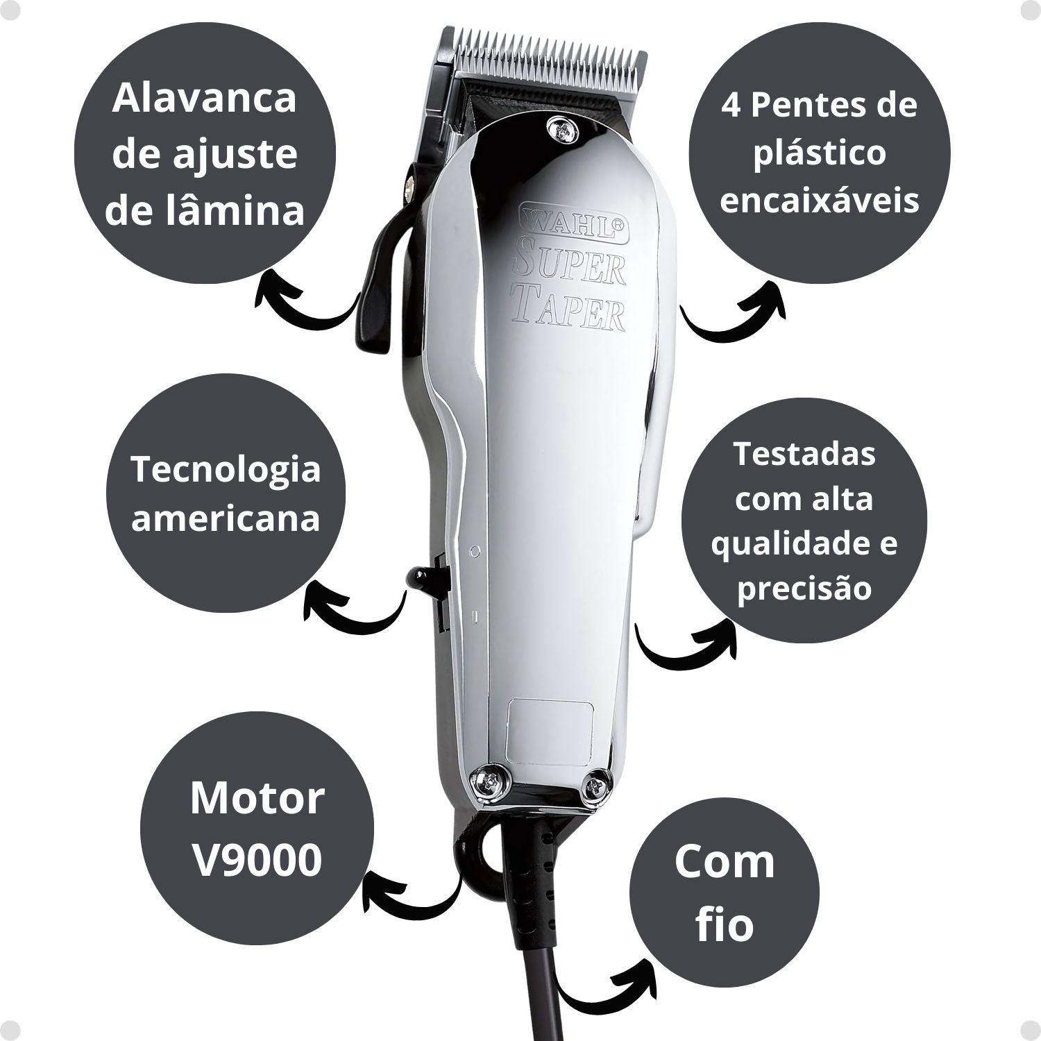 Máquina De Corte Wahl Classic Series Super Taper Chrome 127v