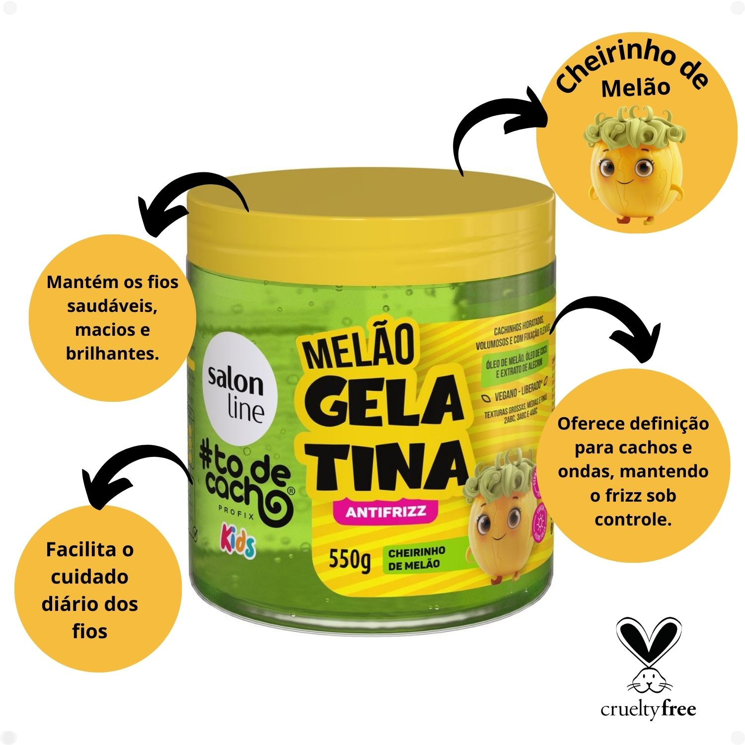 Gelatina Antifrizz Salon Line Kids #todecacho Melão 550g - Teruya