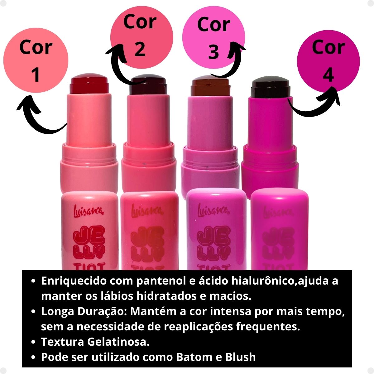 Kit Luisance Jelly Tint: Realça Lábios e Bochechas 4 Cores