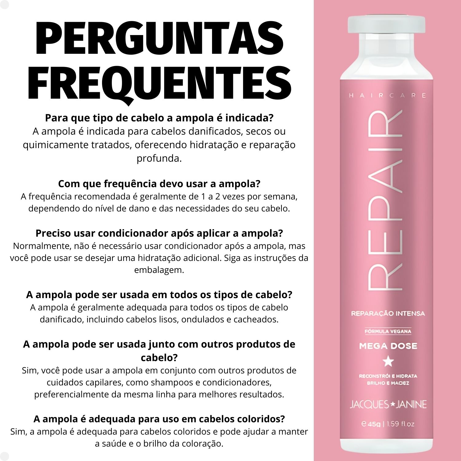 Kit Jacques Janine Hair Care Repair: 3 Ampolas Mega Dose 45g