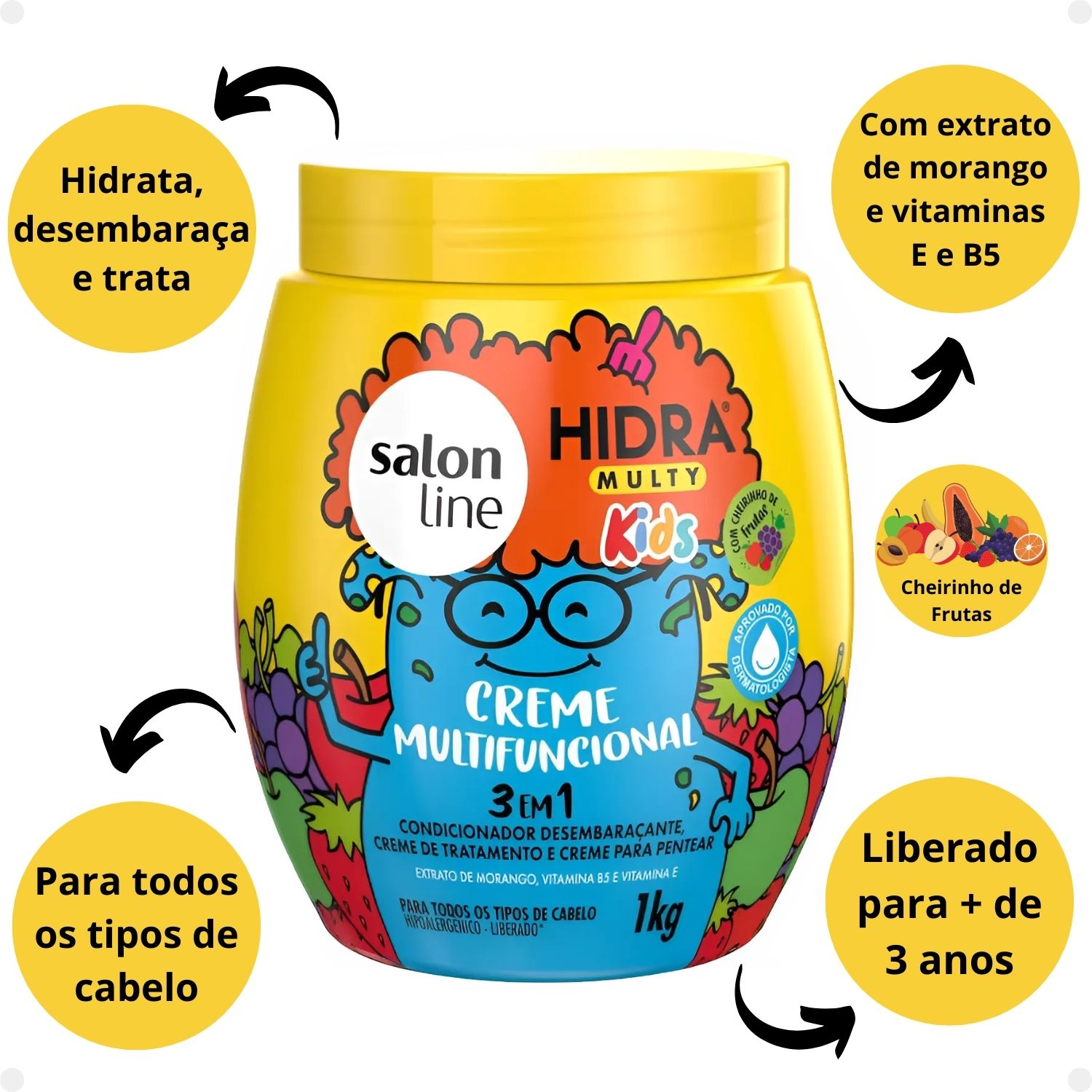 Creme Multifuncional 3 em 1 Salon Line Kids Hidra Multy 1Kg