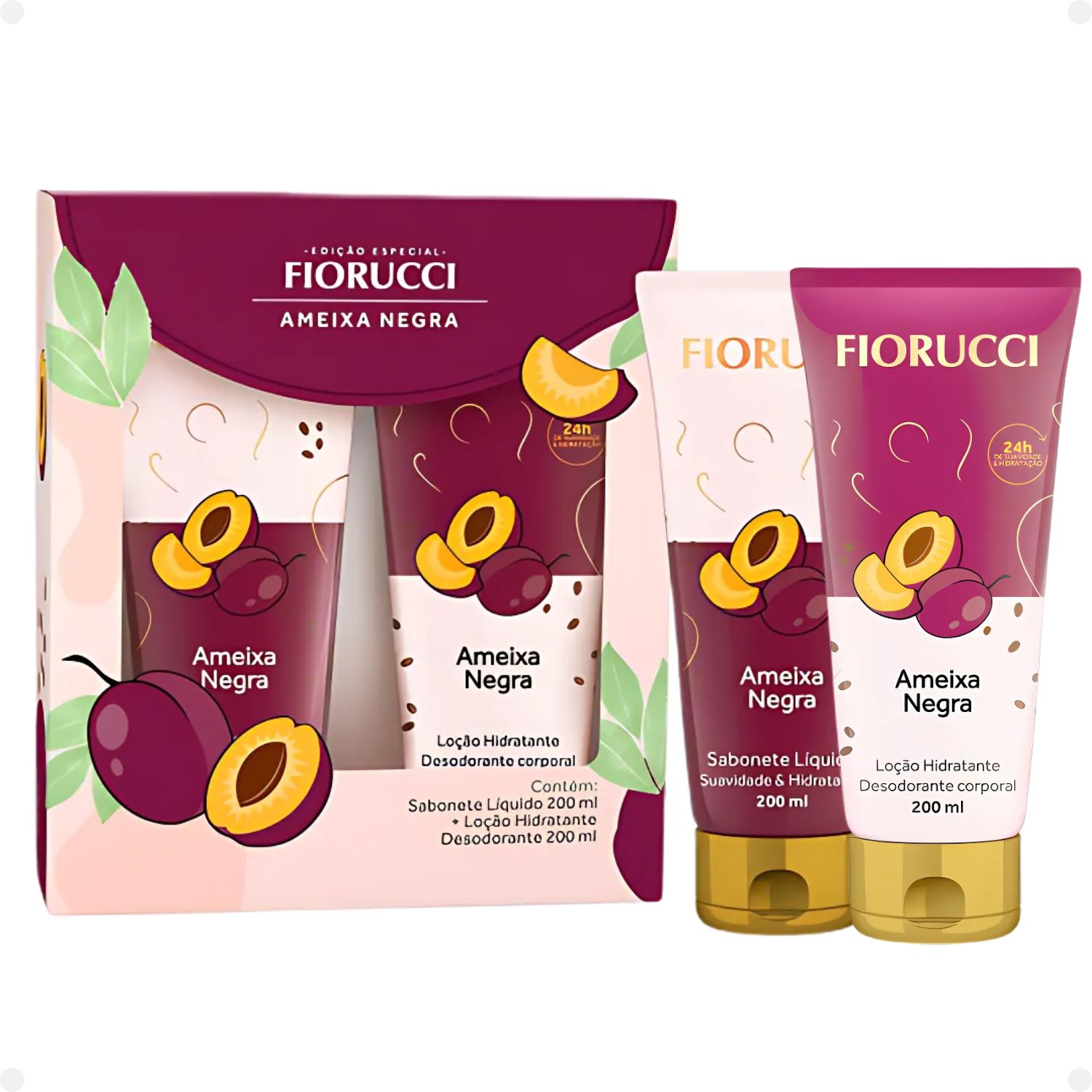 Kit Sabonete 200ml e Loção Hidratante 200ml Fiorucci Ameixa Negra