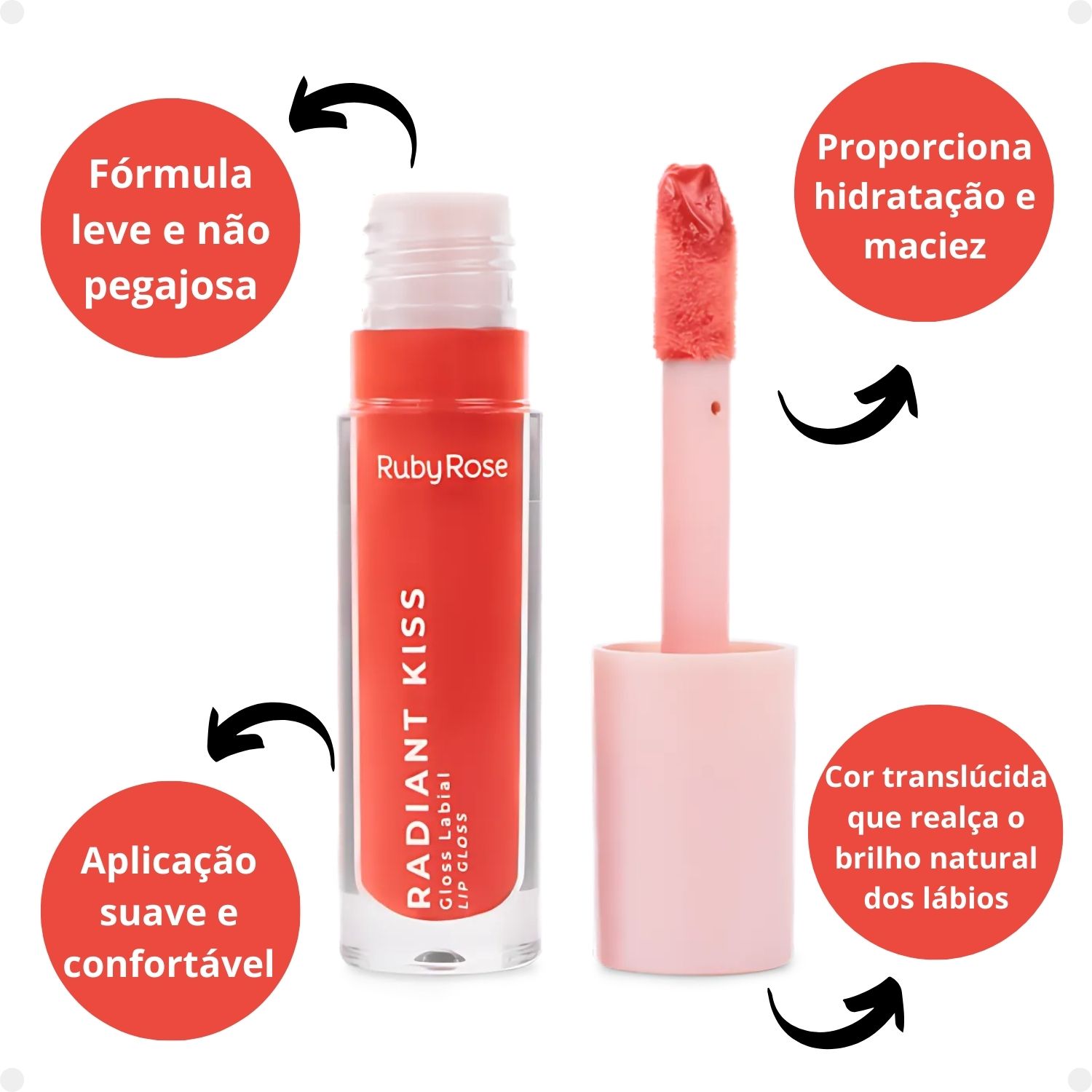 Gloss Labial Ruby Rose Radiant Kiss Rk10 Hb-l6400-1 - Teruya