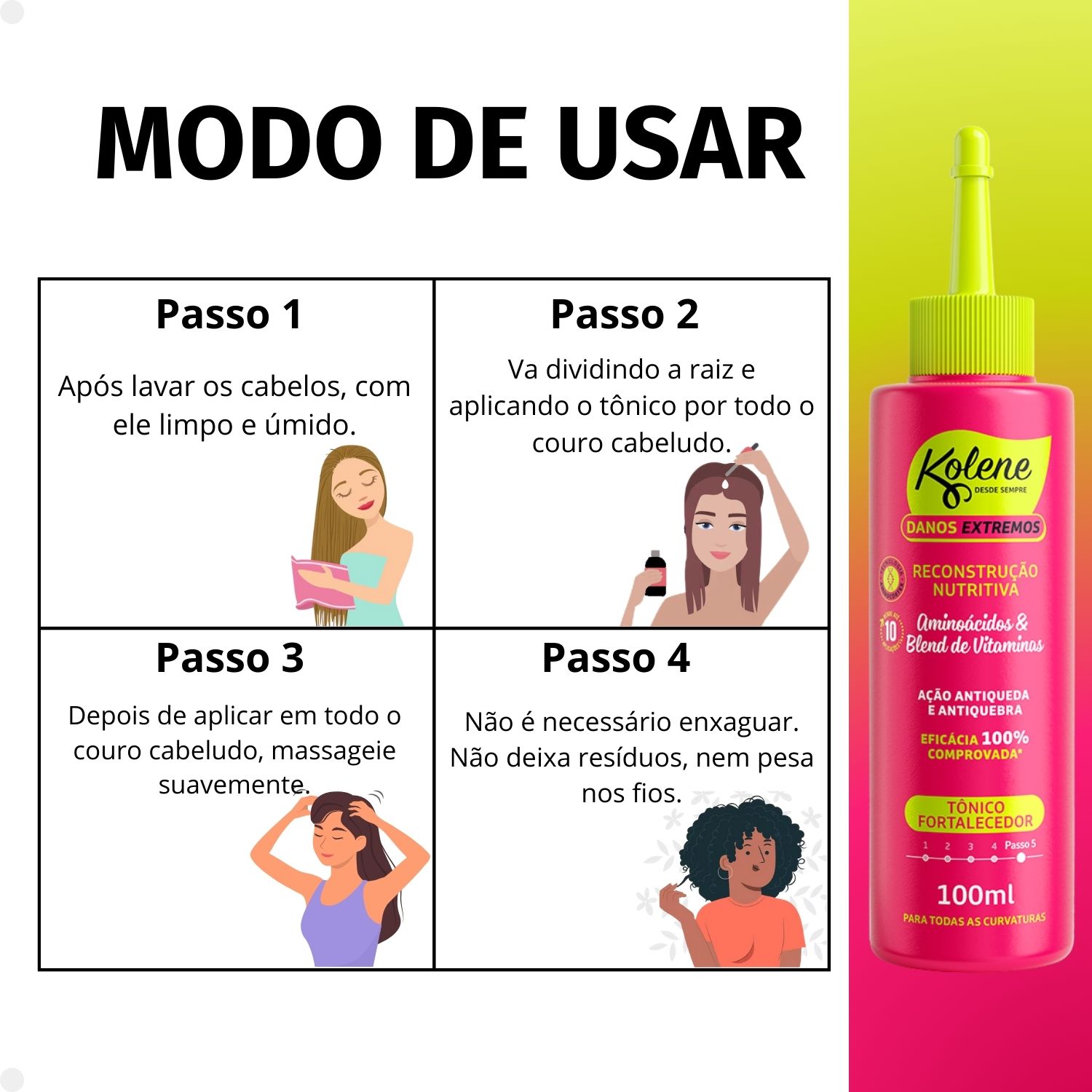 Tônico Fortalecedor Kolene Danos Extremos Reconstrução Nutritiva