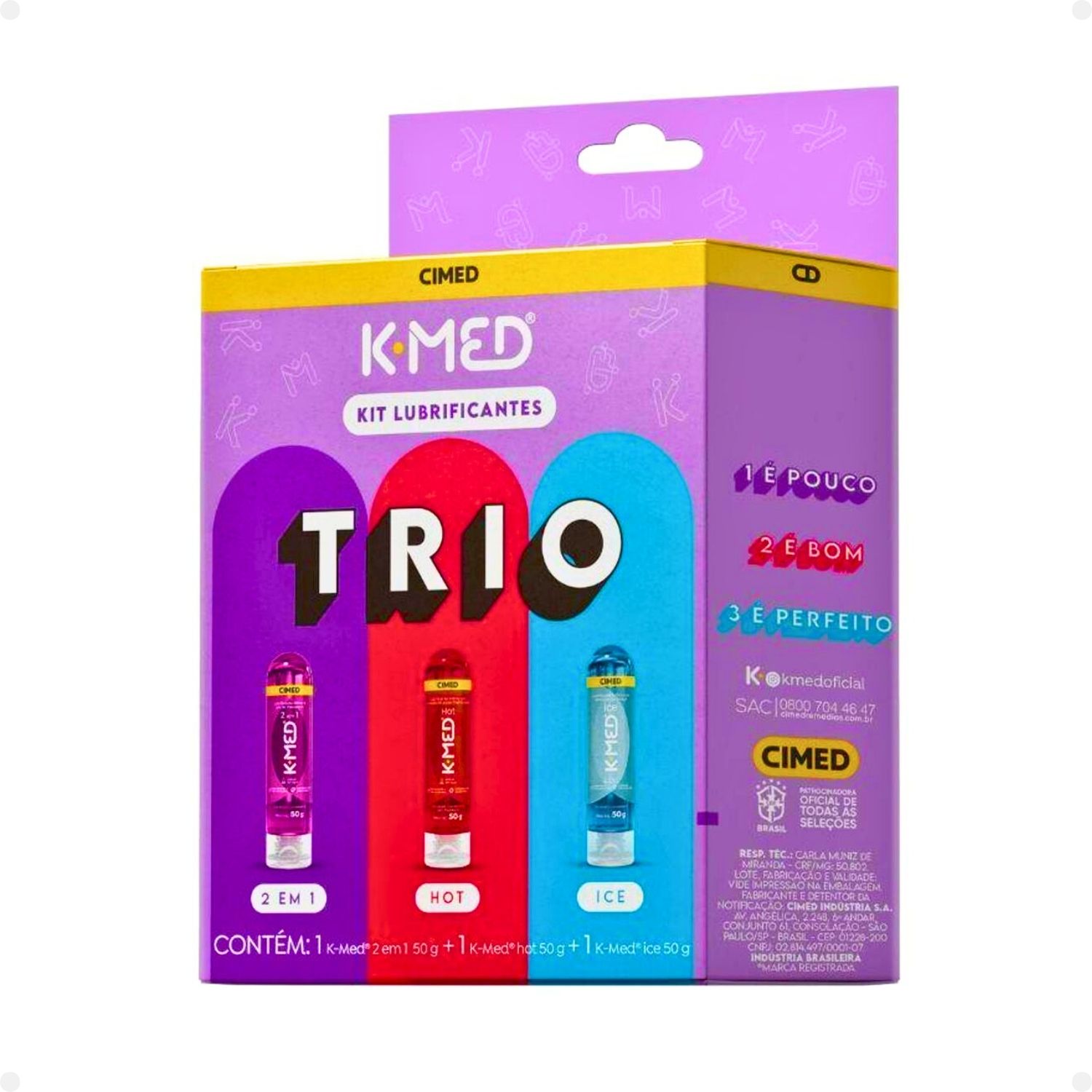 Kit Lubrificantes K-Med Trio: Hot, Ice e 2 em 1 50g - Teruya