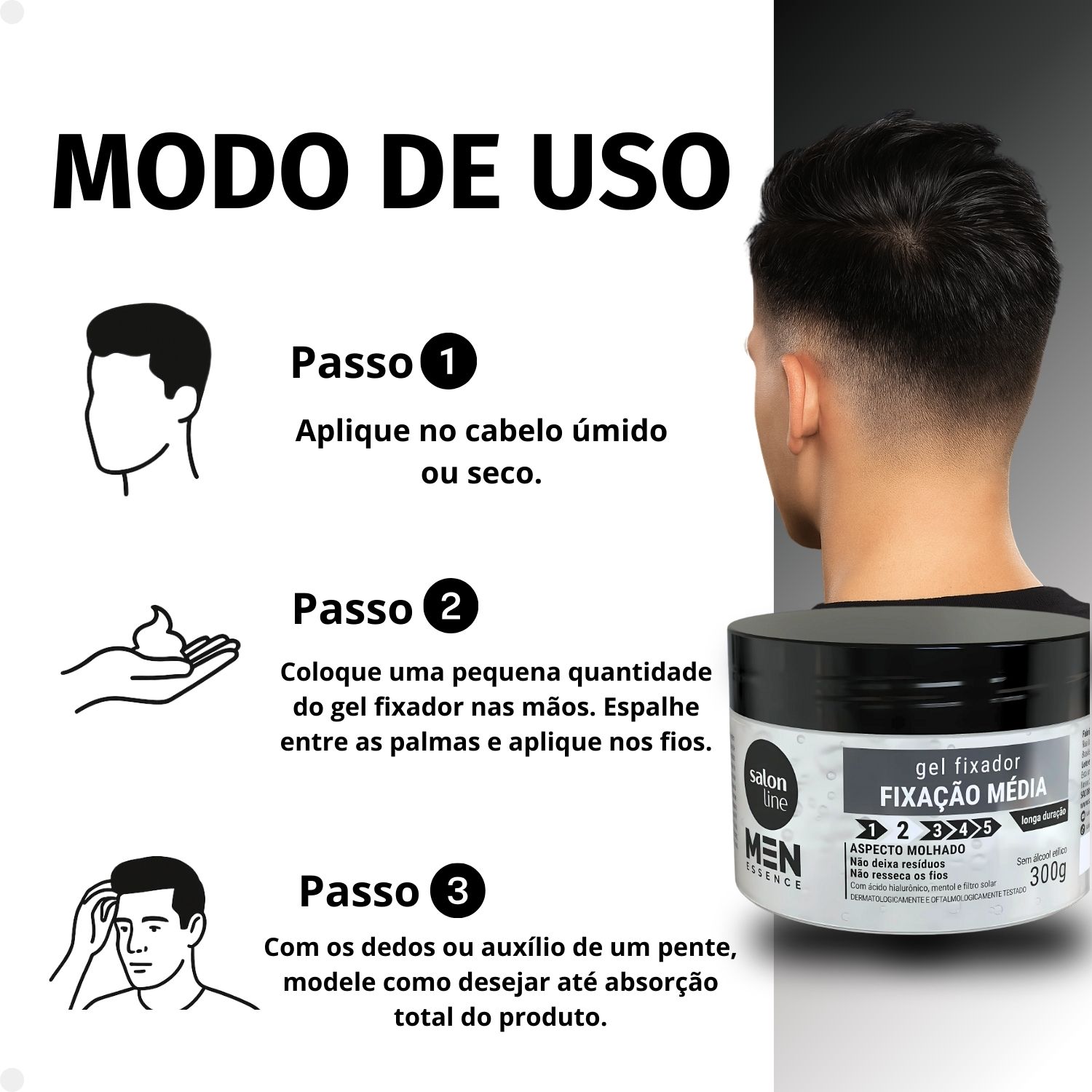 Gel Fixador Salon Line Men Essence Fixação Média Aspecto Molhado