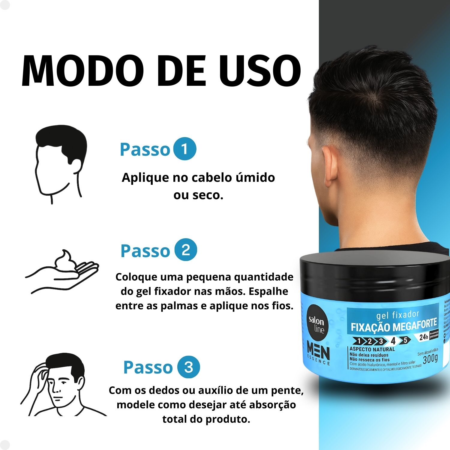 Gel Fixador Salon Line Men Essence Fixação Megaforte Aspecto