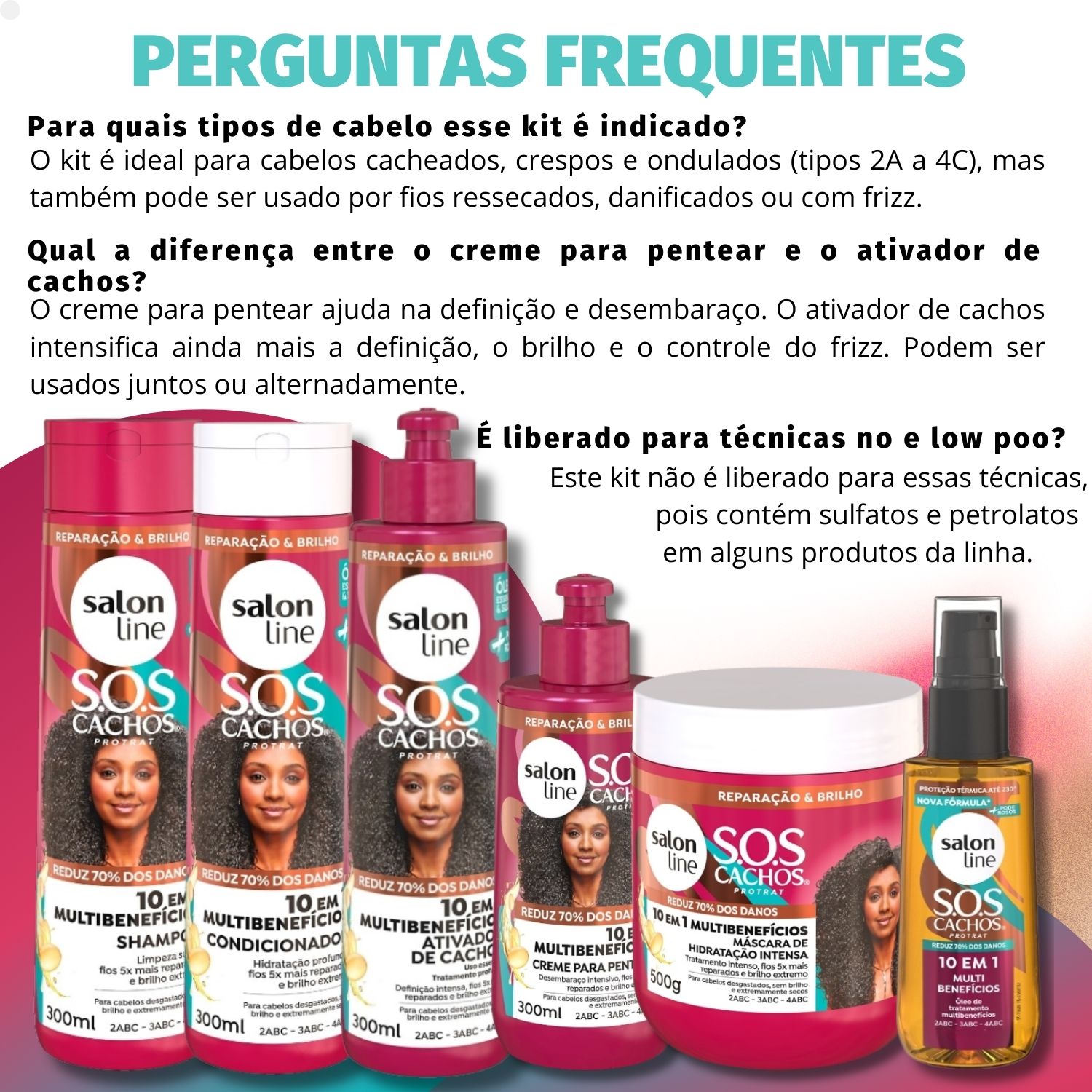 Kit Salon Line SOS Cachos 10 Em 1 Multibenefícios Completo + Mimos
