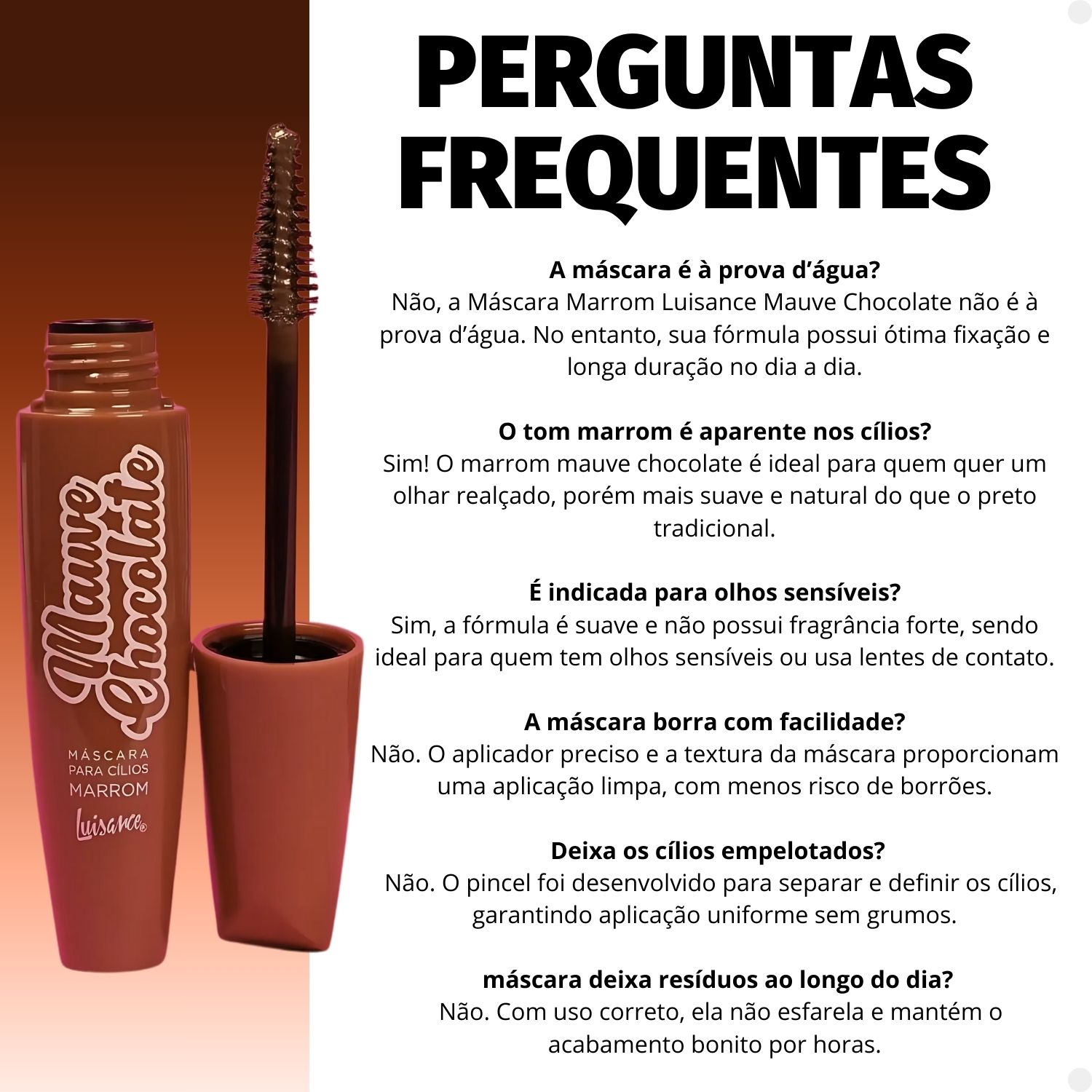 Máscara Para Cílios Marrom Luisance Mauve Chocolate 12ml - Teruya