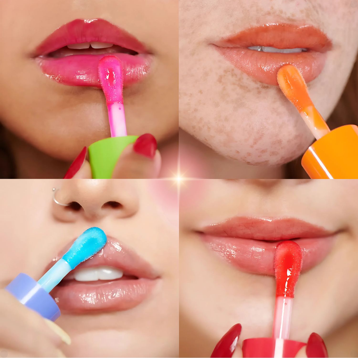 Kit Mari Maria: 5 Lip Oil Melância, Morango, Tangerina, Açai e