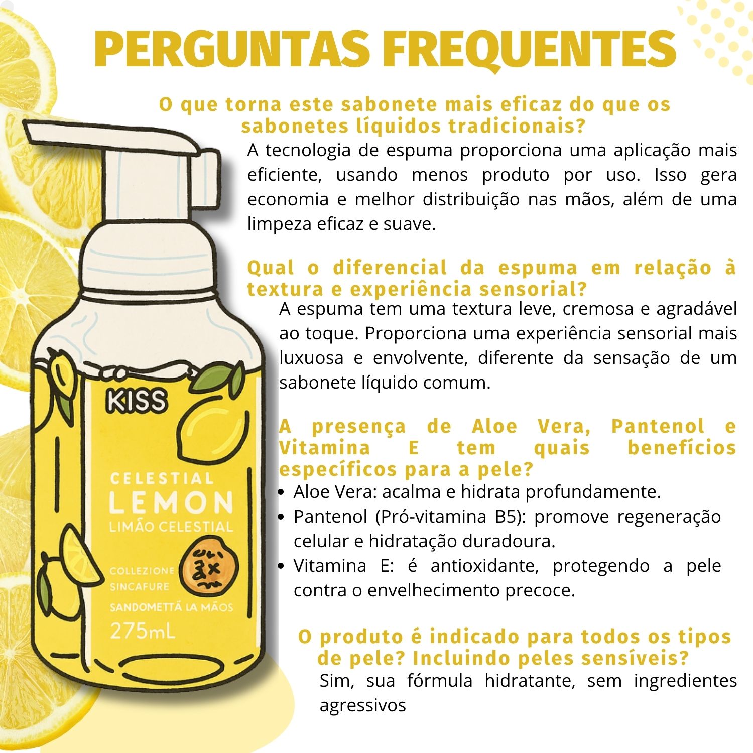 Sabonete em Espuma Para Mãos Kiss New York Celestial Lemon 275ml
