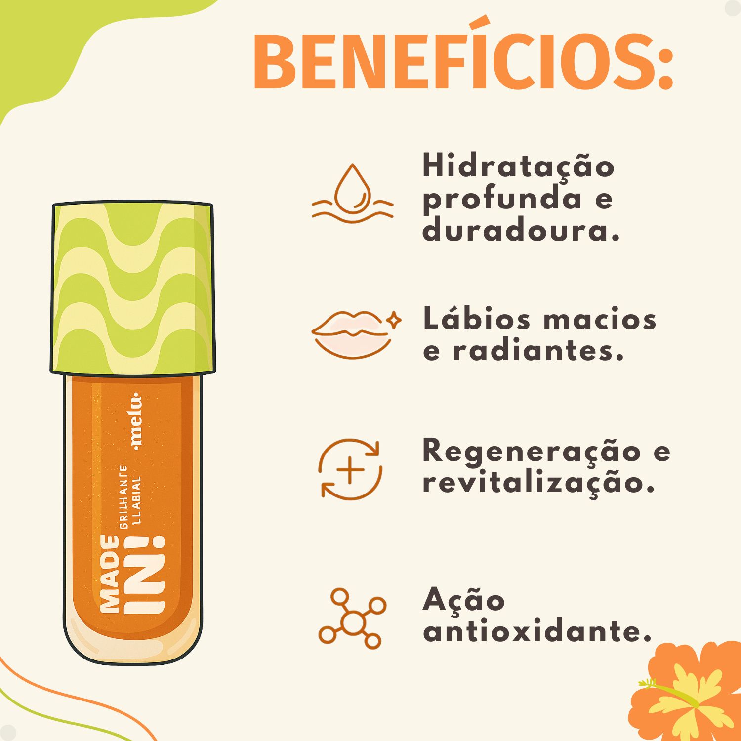 Lip Oil Melu Made In! Néctar do Paraíso RR-L6505 - Teruya