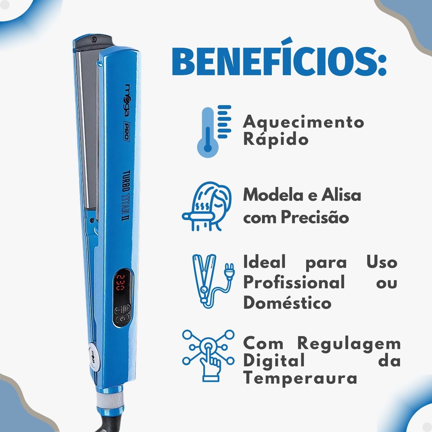 Chapa Mega Pro Turbo Titan II Bivolt 230°C - Teruya - Cosméticos e