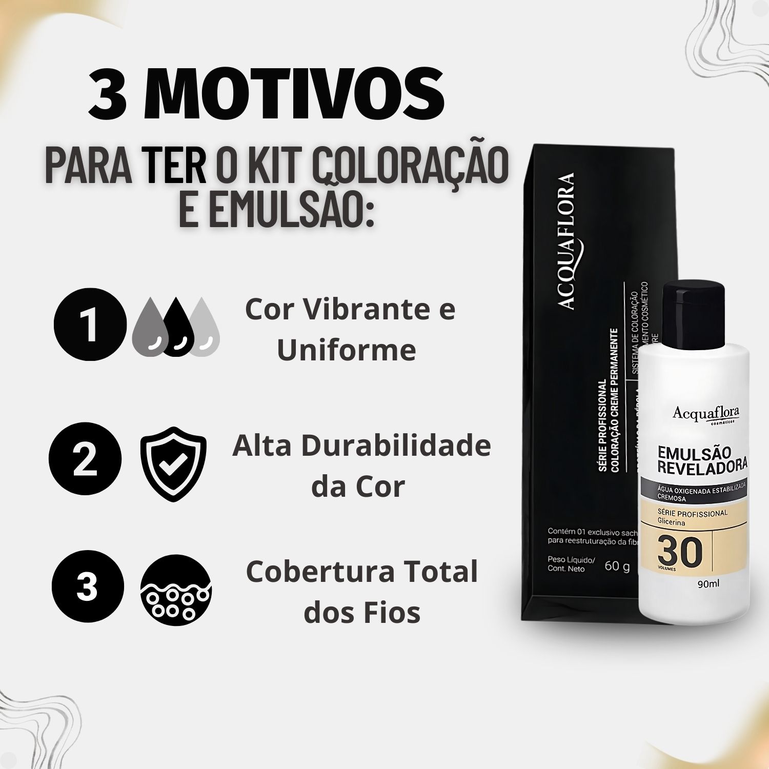 Kit Acquaflora: Coloração 9.43 e Emulsão 30 Volumes 90ml - Teruya