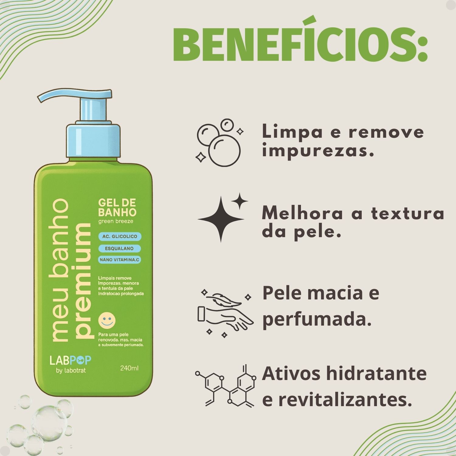 Gel de Banho LabPop by Labotrat Meu Banho Premium Green Breeze