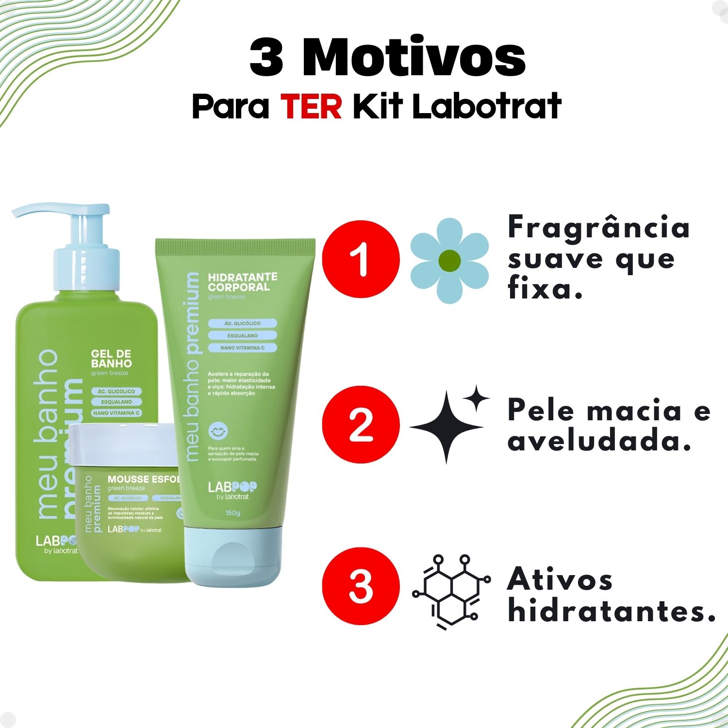 Kit LabPop by Labotrat Green Breeze: Gel de Banho, Mousse