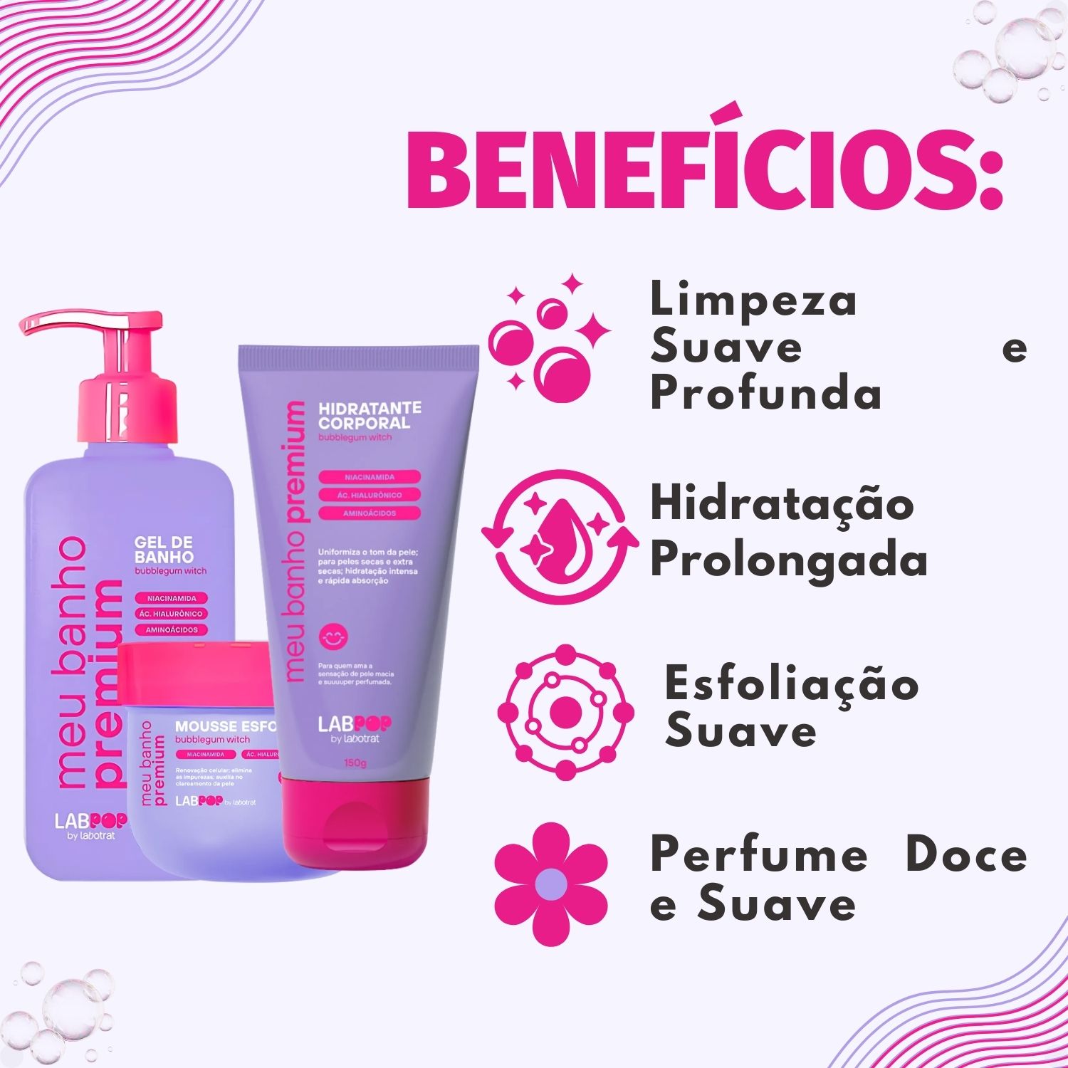 Kit LabPop by Labotrat Bubblegum Witch: Gel de Banho, Mousse