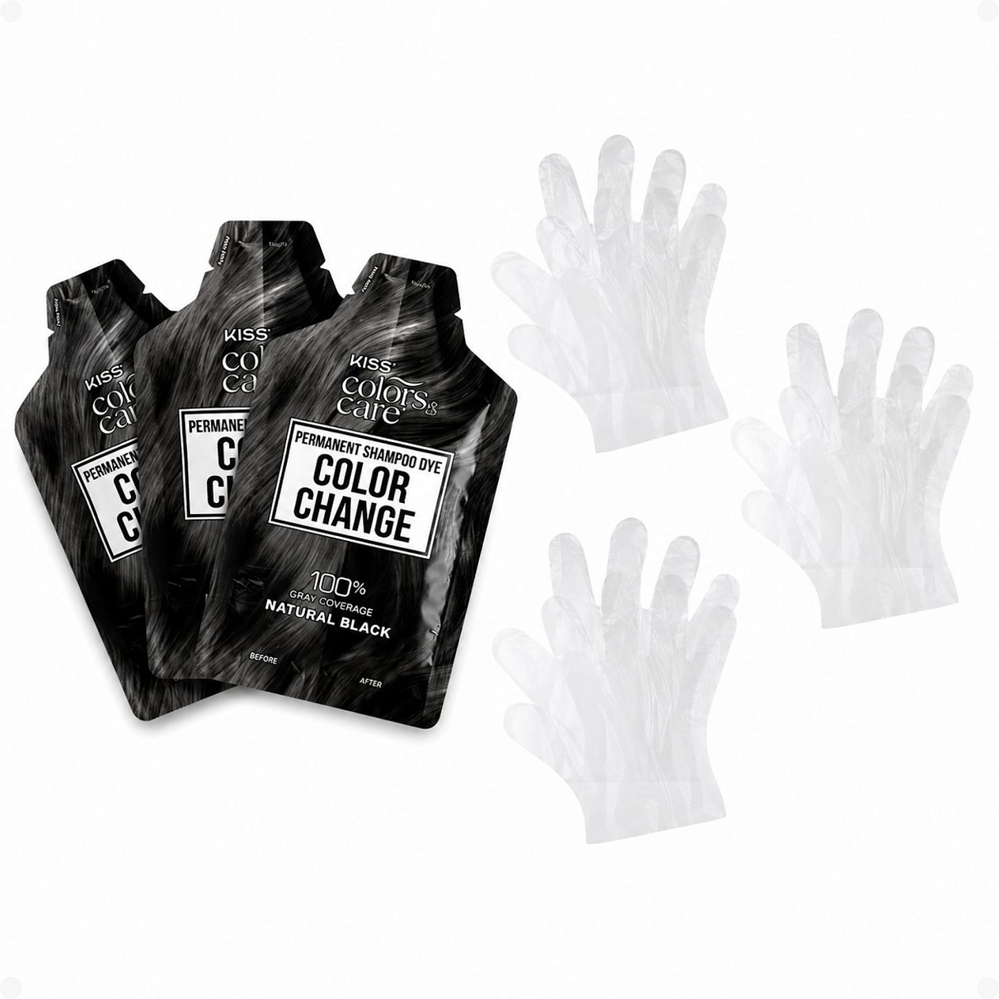 Kit Kiss New York Color Change: 6 Shampoos Tonalizantes Preto
