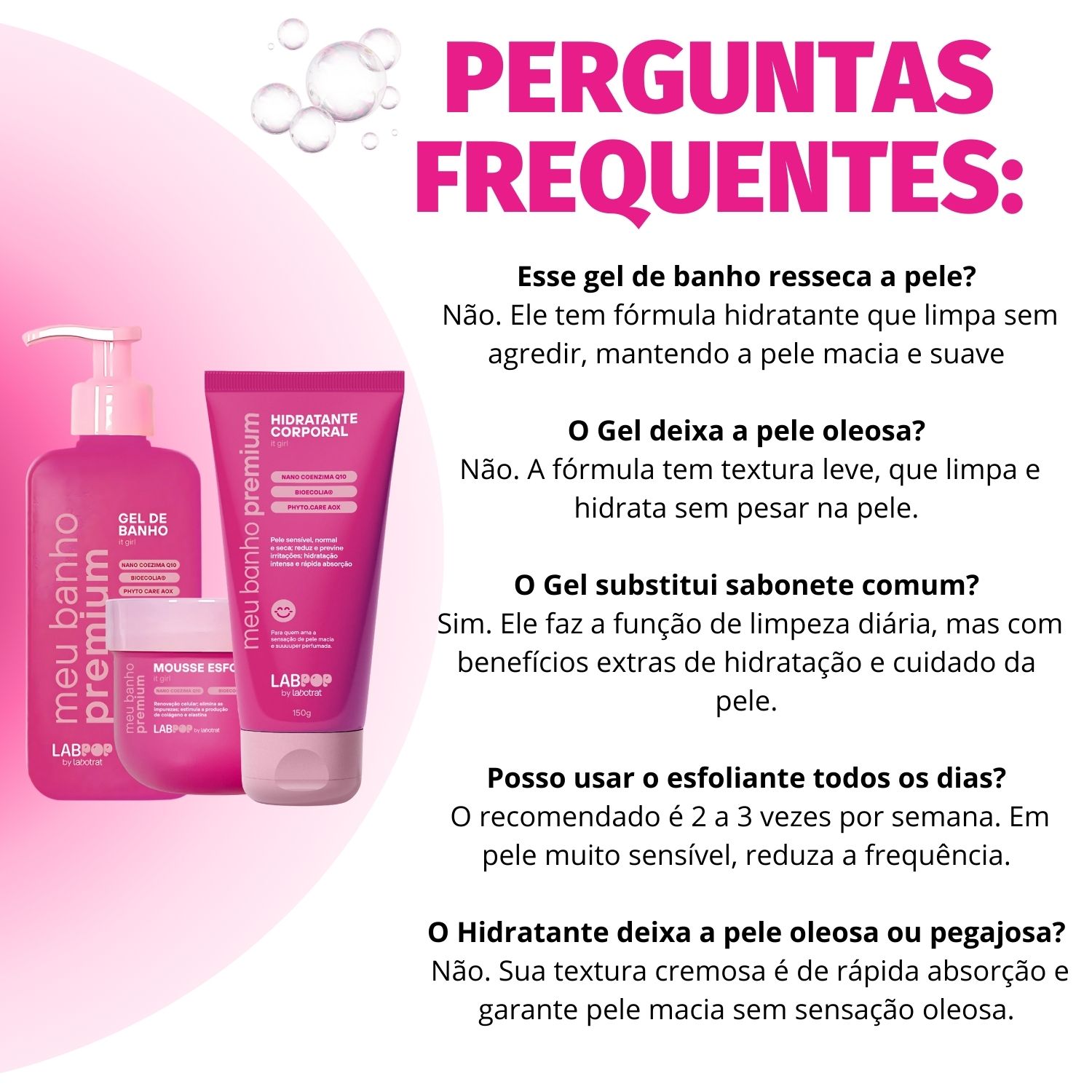 Kit LabPop by Labotrat It Girl: Gel de Banho, Mousse Esfoliante e