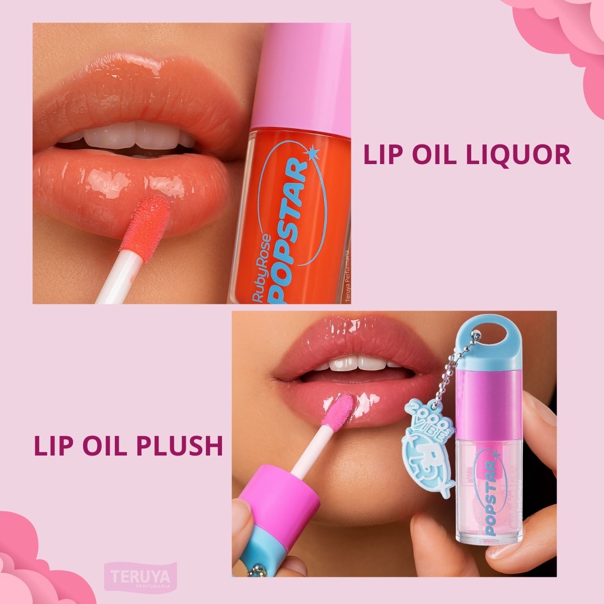 Kit Lip Oil Ruby Rose Popstar Hidratante Lábios Plush Liquor