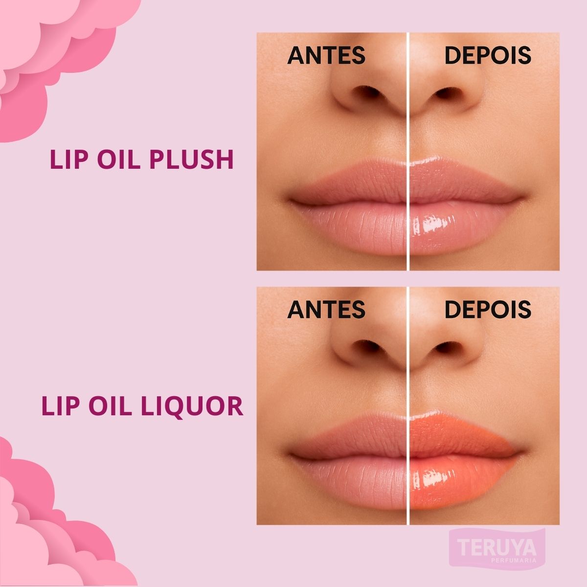 Kit Lip Oil Ruby Rose Popstar Hidratante Lábios Plush Liquor