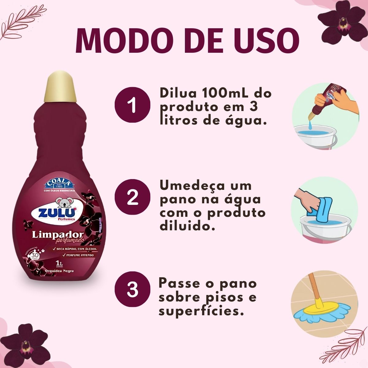 Limpador Perfumado Coala Zulu Perfumes Orquídea Negra 1L - Teruya