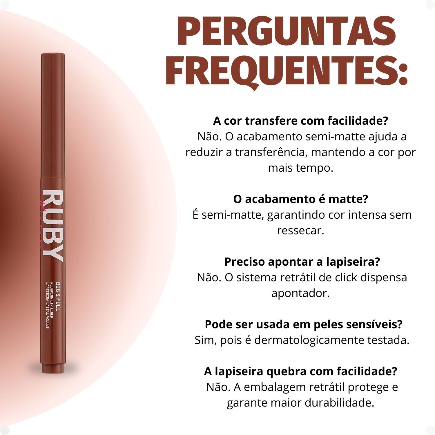 Lapiseira Labial Volume Ruby Kisses Big e Full Nude Rpu02b