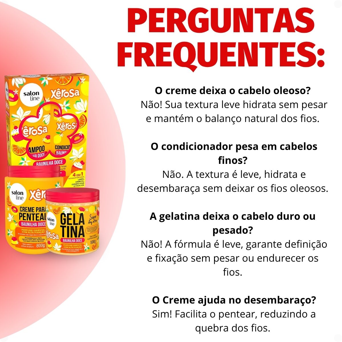 Kit Salon Line Xêrosa Baunilha Doce: Shampoo, Condicionador, Creme